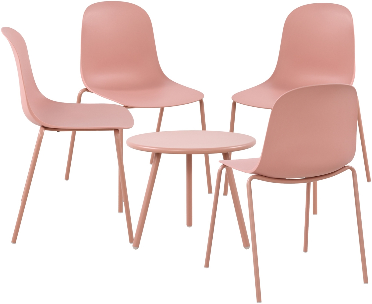 CLP 4er Sitzgruppe Mindin Set 1 Tisch 4 Stapelstühle wetterfest UV-beständig,pink Bild 1