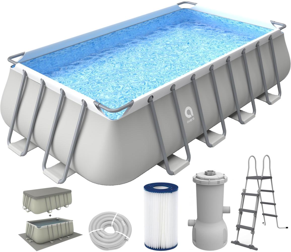 Avenli Frame Plus Rectangular Pool Komplettset 549 x 305 x 122 cm, Aufstellpool, rechteckig, mit Pumpe, grau Bild 1