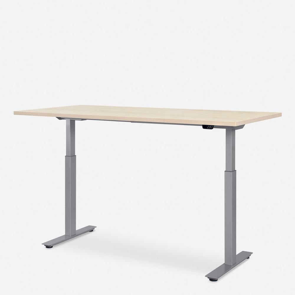 160 x 80 cm WRK21® SMART - Mandal Ahorn / Grau elektrisch höhenverstellbarer Schreibtisch Bild 1