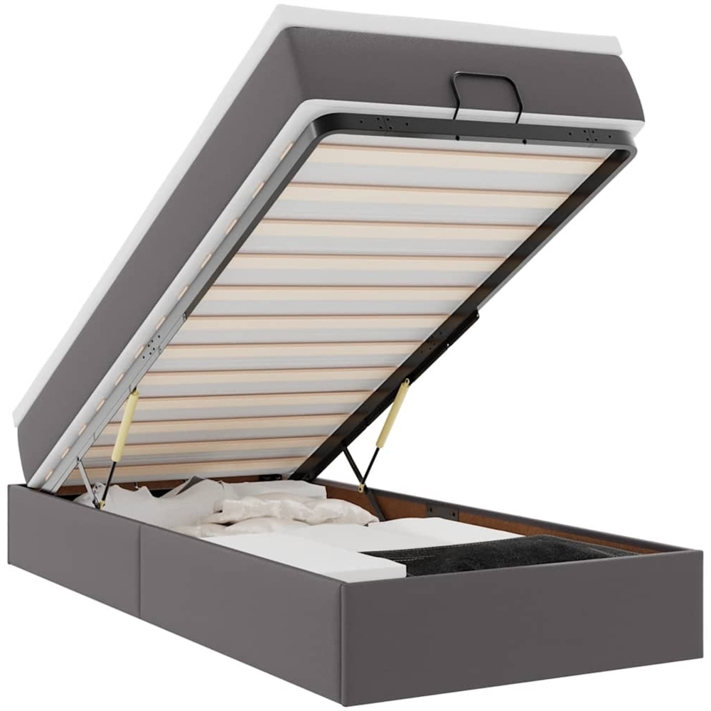 vidaXL Ottoman-Bett mit Matratze Grau 90x200 cm Kunstleder 3311019 Bild 1