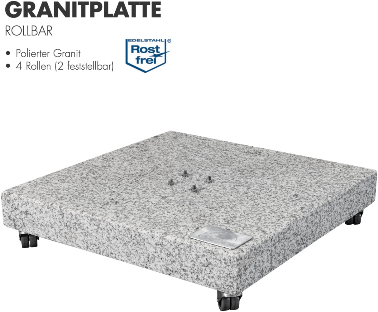 Doppler Granitplatte rollbar 140 kg Sockel Schirmsockel 80 x 80 x 14 cm 85897GPZ Bild 1