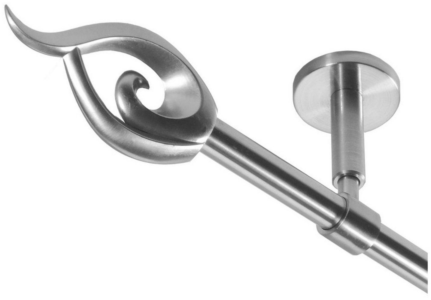 BASIT Gardinenstange Rohr Edelstahl 16 mm mit Deckenträgern 120 cm E24, Ø 16 mm, 1-läufig, verschraubt, Edelstahl, D11 120 cm E24 Flamme Bild 1