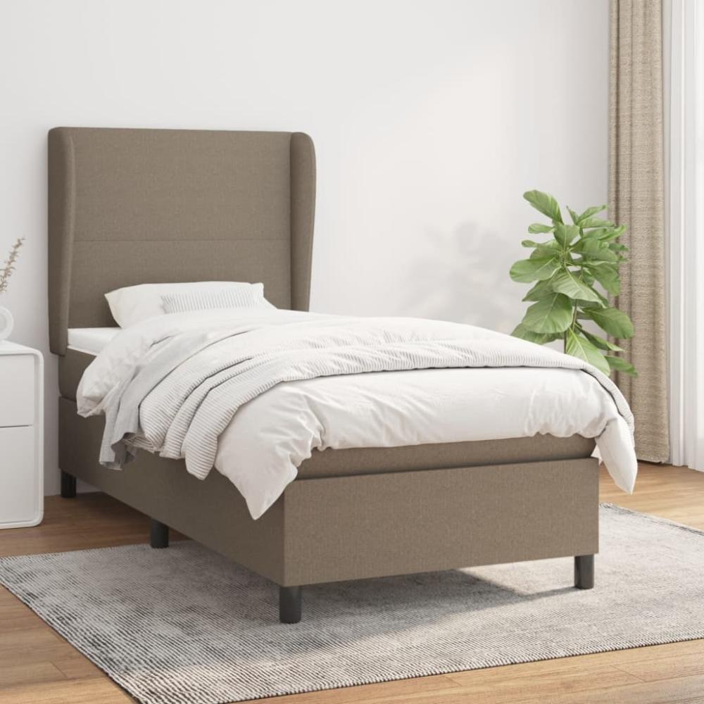 vidaXL Boxspringbett mit Matratze Taupe 90x190 cm Stoff 3127769 Bild 1