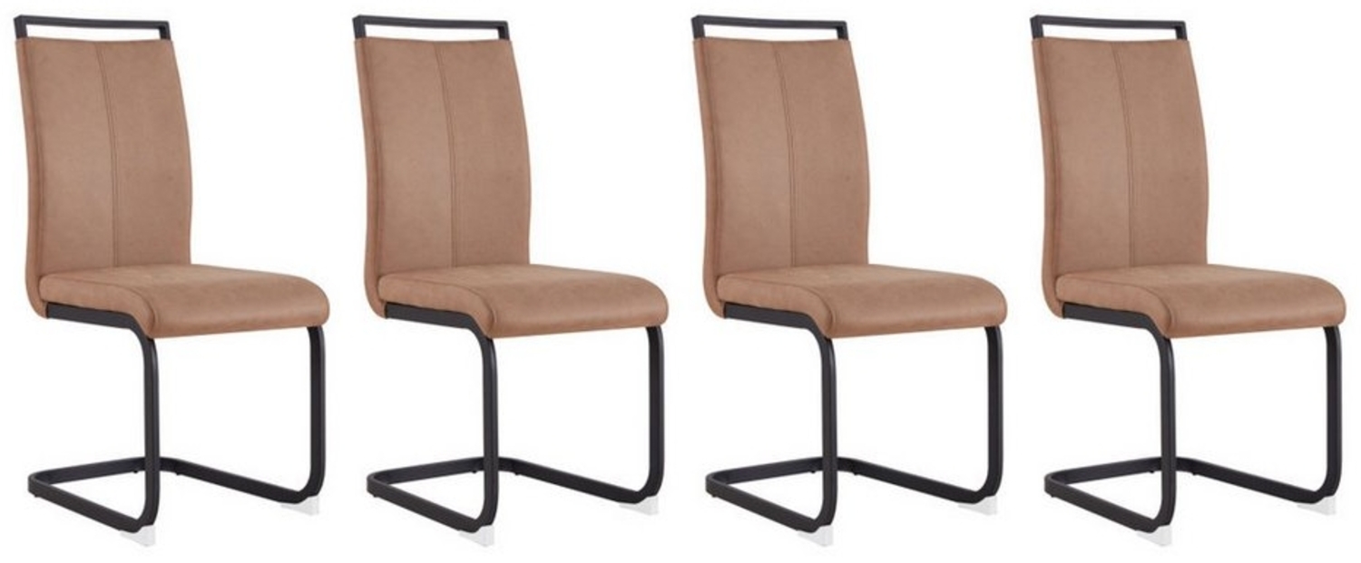 IDEASY Freischwinger 4St, Tragfähigkeit 120kg, Schwingstuhl, Esszimmerstuhl, Hochlehniger, moderner Polsterstuhl mit PU-Kunstleder, Metallbeine Bild 1