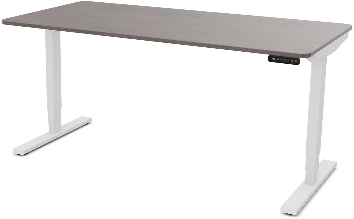 ASSMANN Elektrisch höhenverstellbarer Schreibtisch Y-Line Curved 160x70 cm Sichtbeton Anthrazit Signalweiß Metall Holz Bild 1