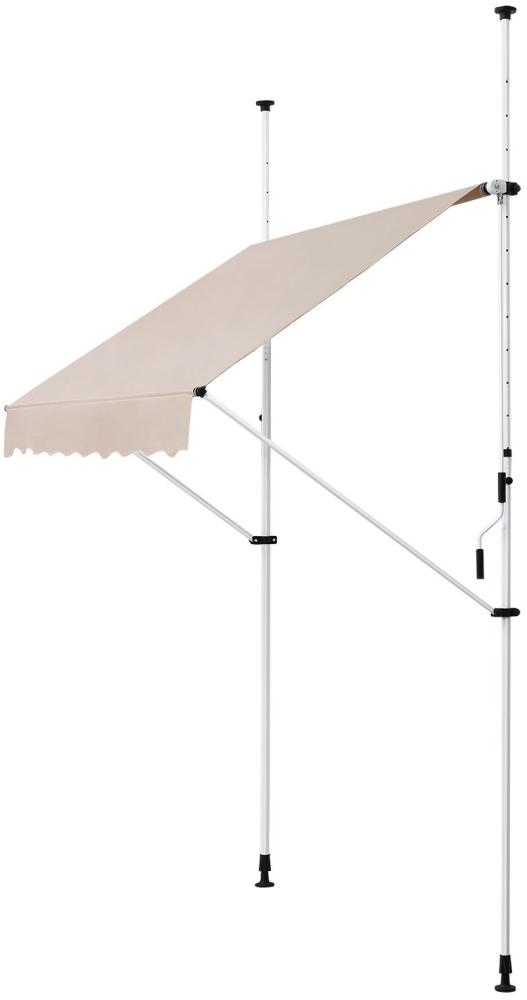 Juskys Klemmmarkise 150x120 cm mit Handkurbel - Markise ohne Bohren - höhenverstellbar, UV-beständig & wasserabweisend - Balkonmarkise Balkon beige Bild 1