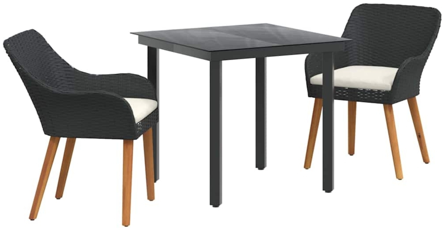 vidaXL Garten Essgruppe mit Kissen 3 pcs Schwarz Poly-Rattan 3261670 Bild 1