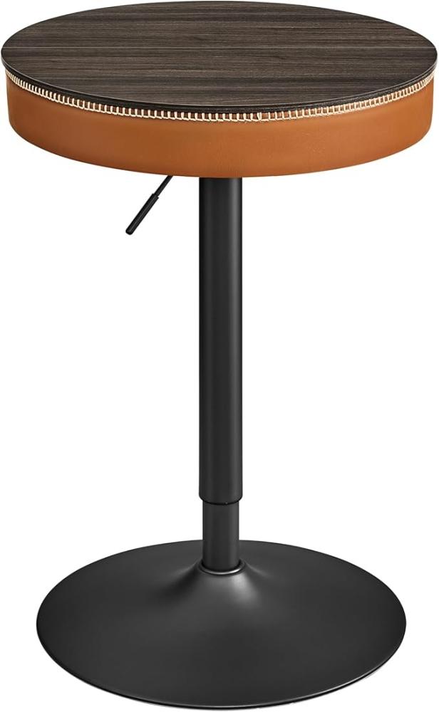 Vasagle EKHO Kollektion - Bartisch höhenverstellbar, kleiner Tisch mit Stauraum, Kunstleder, Nähte, Mid-Century-Modern-Stil, Küche, Hausbar, Wohnzimmer, aschbraun-karamellbraun Bild 1