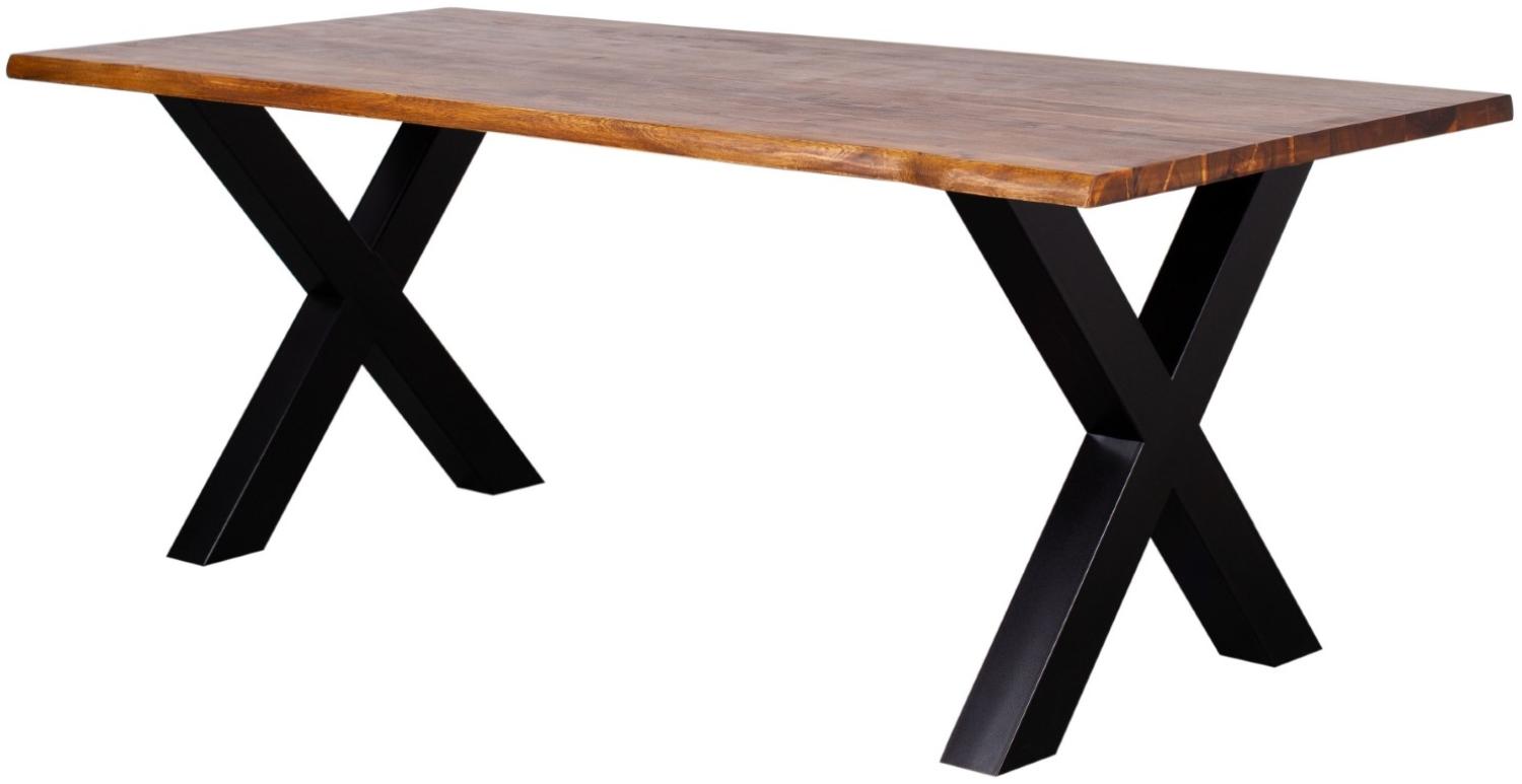 Baumkantentisch Monza - 200x90 cm - Akazienholz - Gestell X-Form Bild 1