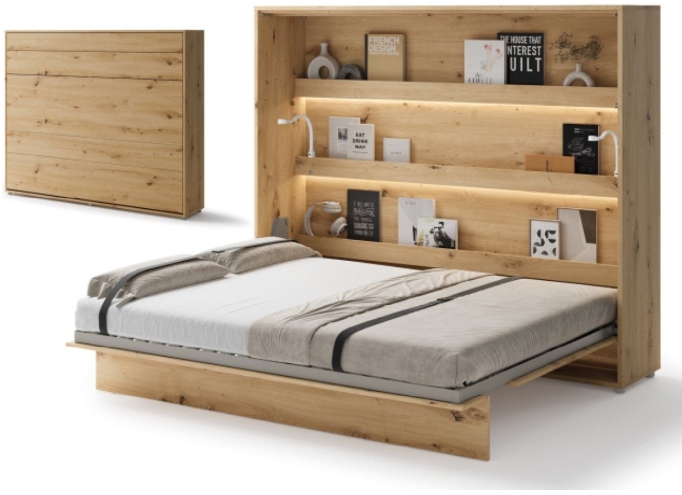 yourhouse24 Schrankbett Bed Concept BC-14 160x200 Wandklappbett Horizontal Lenart Gästebett Bild 1