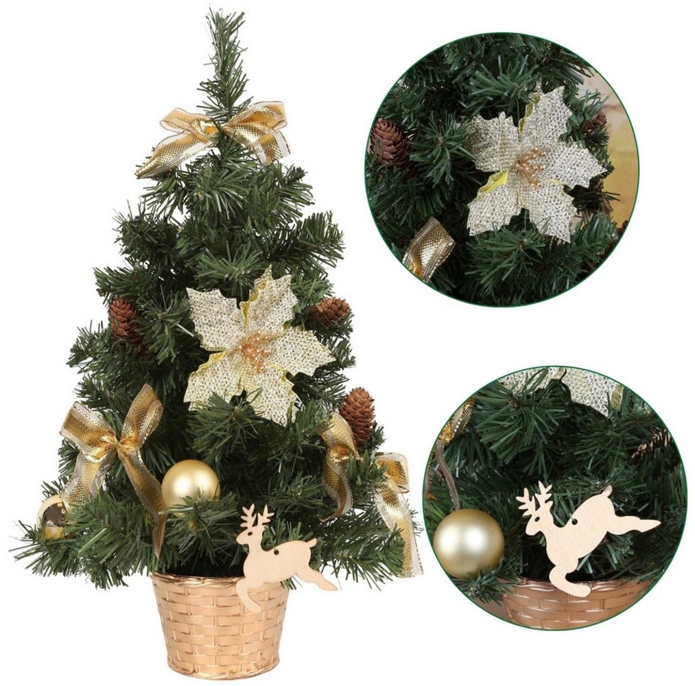 Sarcia. eu Künstlicher Weihnachtsbaum Künstlicher Weihnachtsbaum mit goldenen Ornamenten im Topf 50cm Bild 1