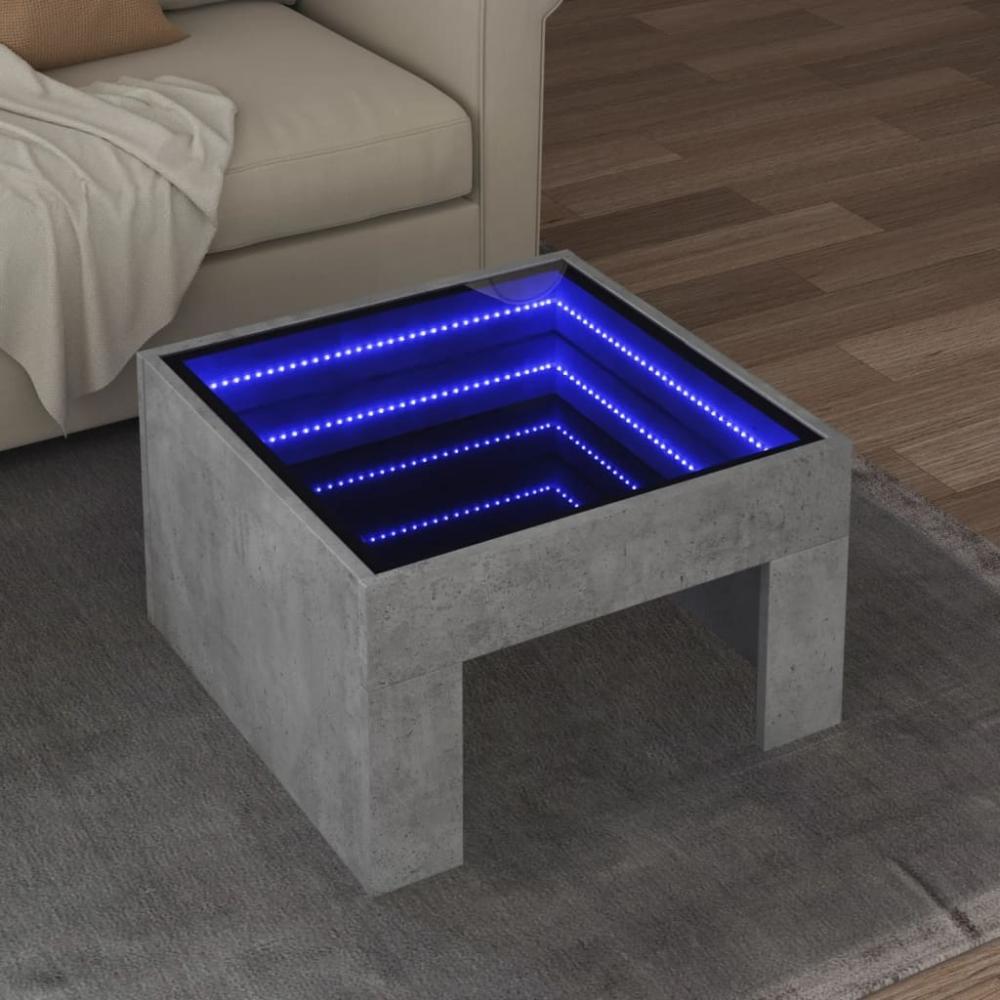 vidaXL Couchtisch mit Infinity-LED Betongrau 50x50x30 cm 847605 Bild 1