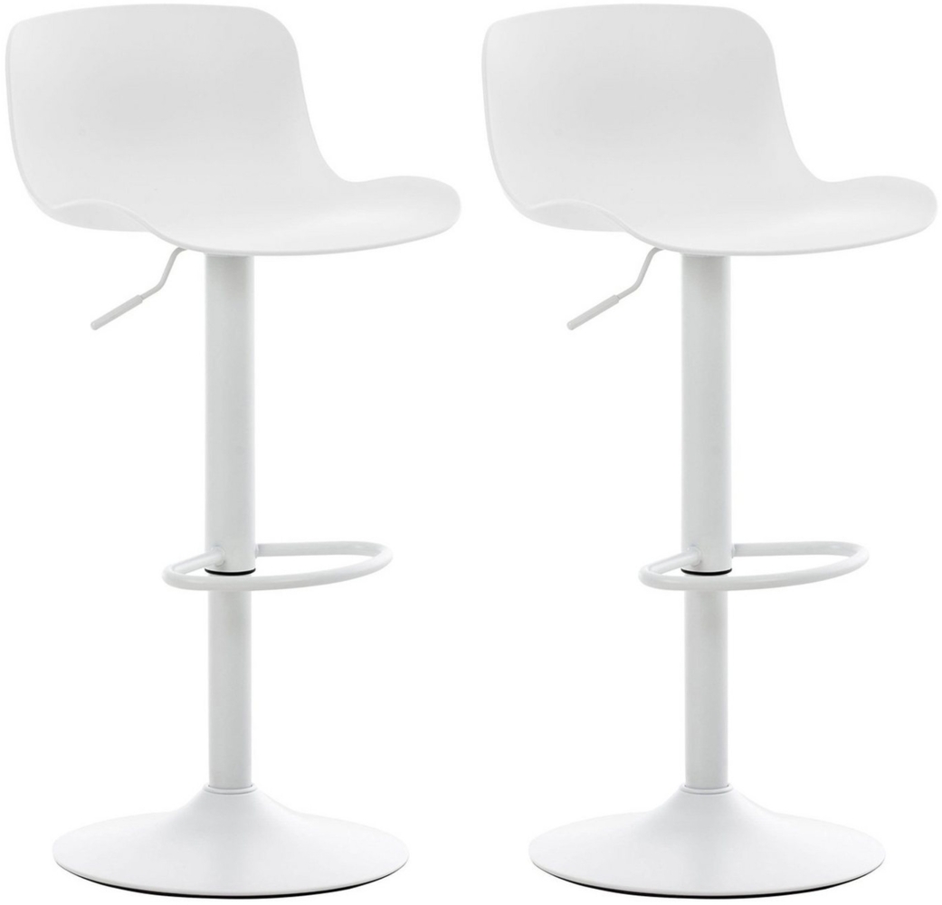 TPFLiving Barhocker Almeria mit bequemer Rückenlehne und angenehmer Fußstütze (Set, 2 St, Barstuhl Hocker für Theke & Küche - höhenverstellbar und drehbar), Gestell Metall weiß - Sitzfläche: Kunststoff Weiß Bild 1