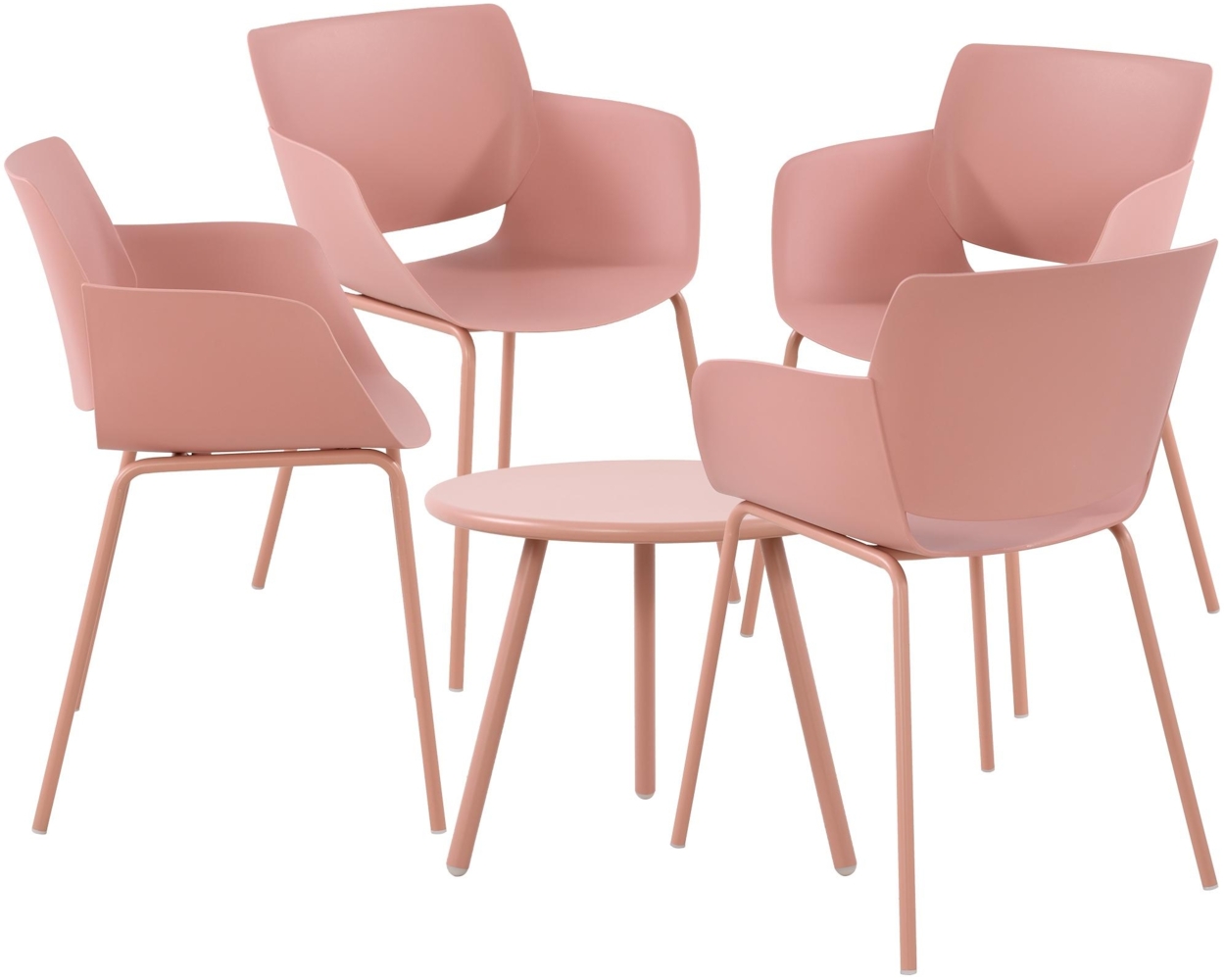 CLP Sitzgruppe Berena Set Tisch Berea Stühle Alpena wetterfest und UV-beständig,pink 4 Stühle Bild 1