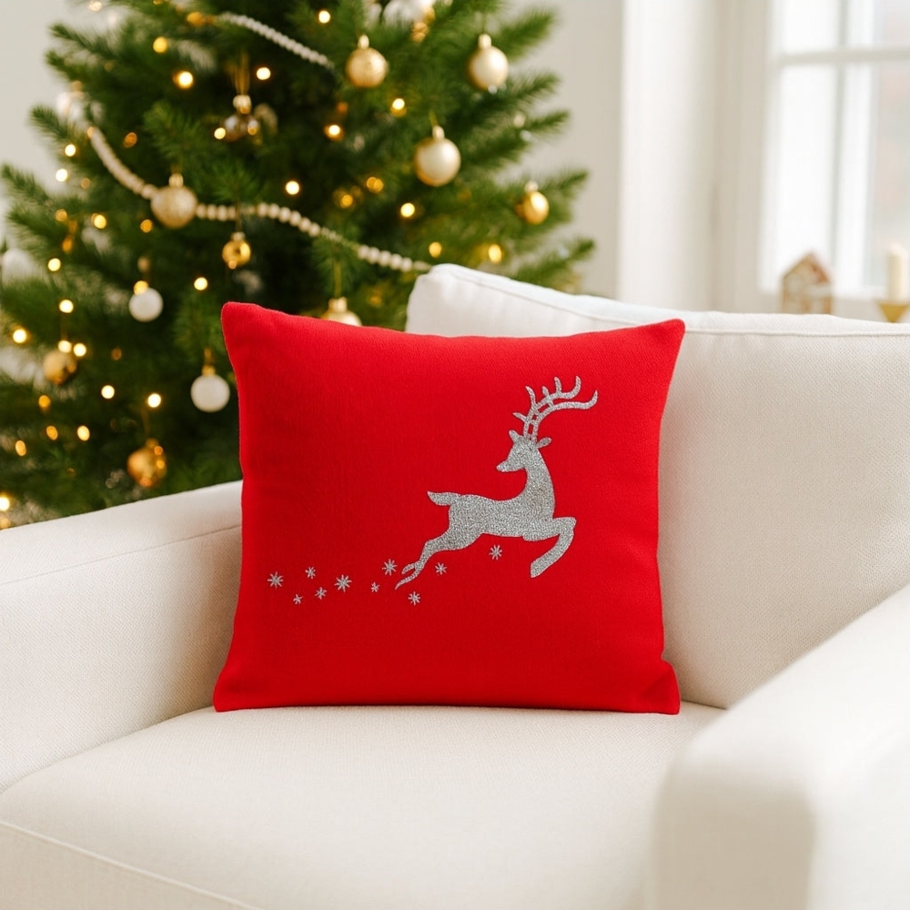 Babyhafen Dekokissen 40x40 mit Füllung Weihnachten WEIHNACHTSBAUM, RENTIER, SANTA, Fleece Bild 1