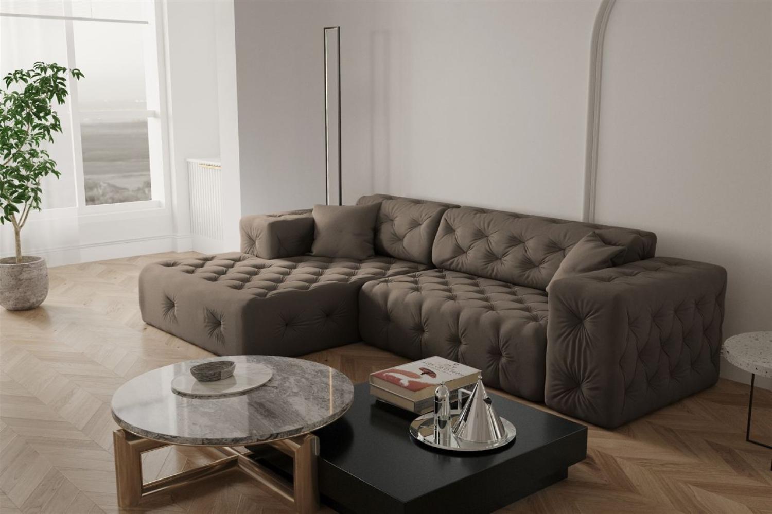 Ecksofa Designersofa CHANTAL in Stoff Opera Velvet Braun Ottomane Links Bild 1