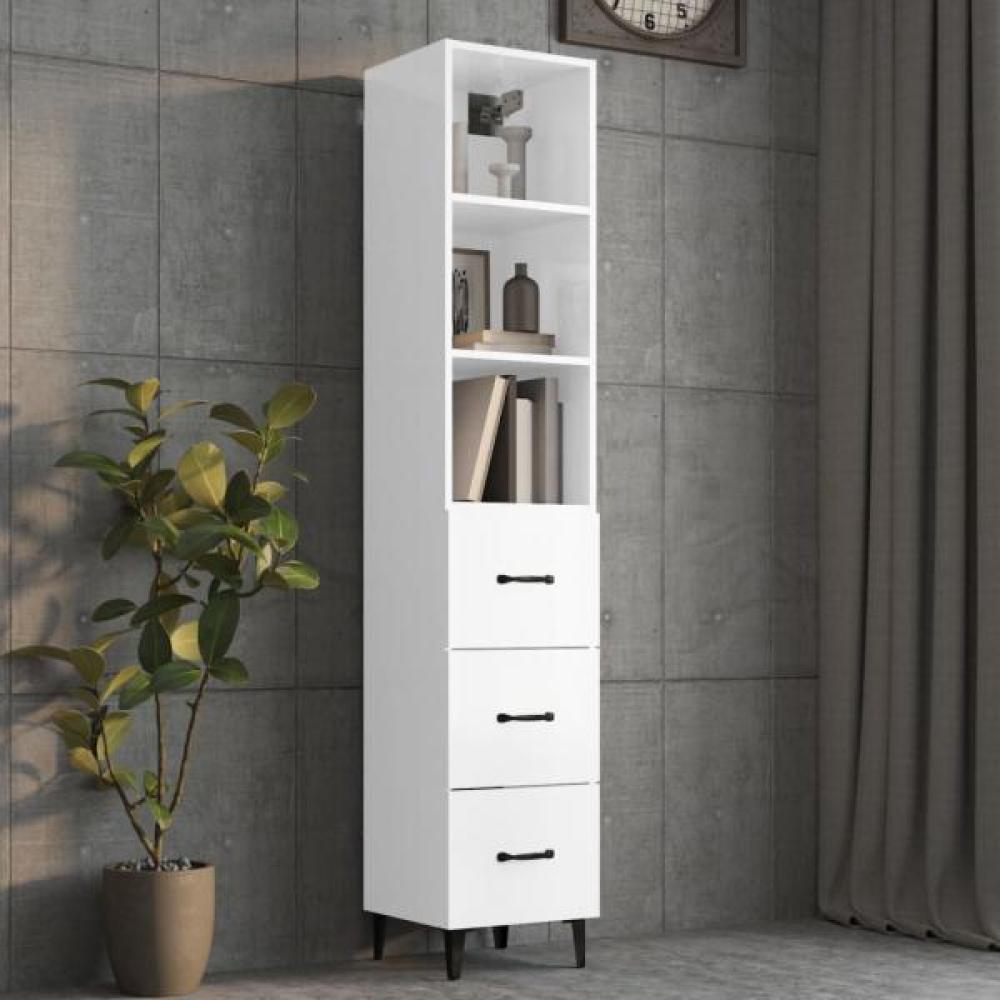 Highboard Hochglanz-Weiß 34,5 x 34 x 180 cm Holzwerkstoff [3115560] Bild 1