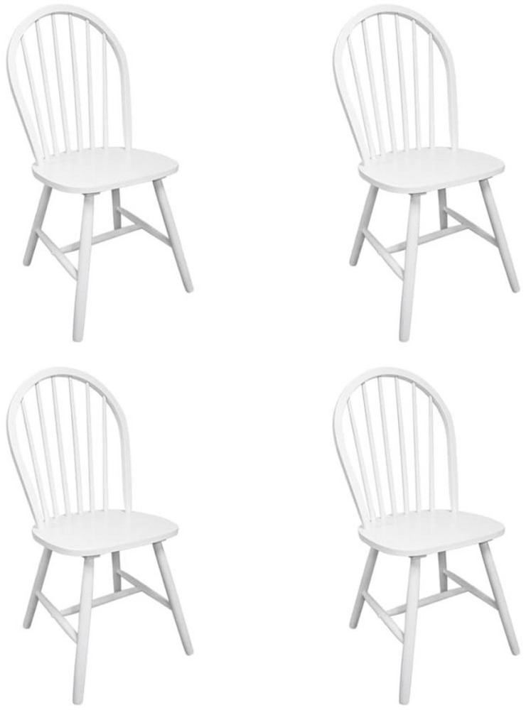 vidaXL Esszimmerstühle 4 Stk. Weiß Massivholz Gummibaum 242027 Bild 1