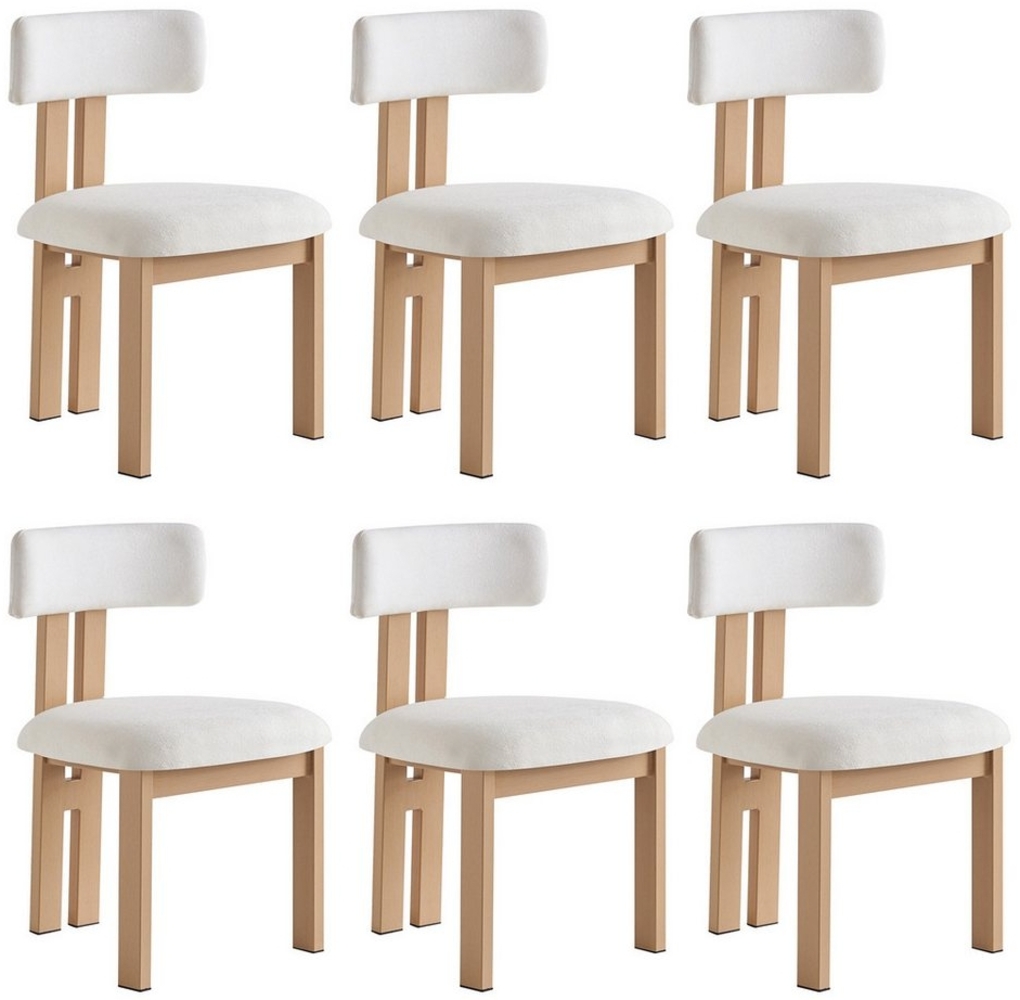 OKWISH Esszimmerstuhl Esszimmerstuhl,Loungesessel (Moderner ergonomischer Esszimmerstuhl mit 9 cm Polsterung – Stilvoller Flauschstoff-Stuhl mit stabilen Metallbeinen & Holzmaserung – Perfekt für Esszimmer, Büro & Schminktisch, 6 St), 9 cm Sitzschwamm-... Bild 1