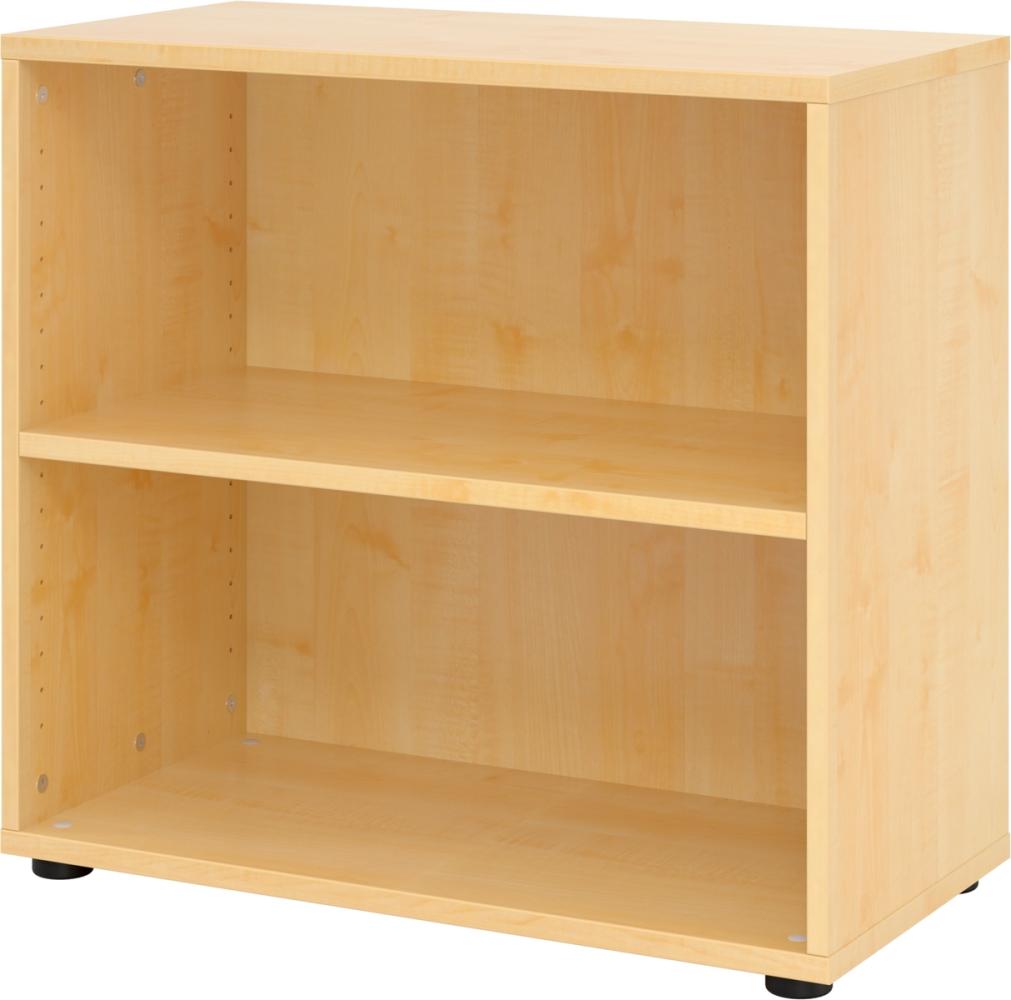 bümö Regal Ahorn, Standregal aus Holz für 2 Ordnerhöhen - Bücherregal klein 80 cm breit, Aktenregal für Ordner & Bücher, kleines Büroregal, Holzregal, Ordnerregal, Buchregal Dachschräge, 928RE-3 Bild 1