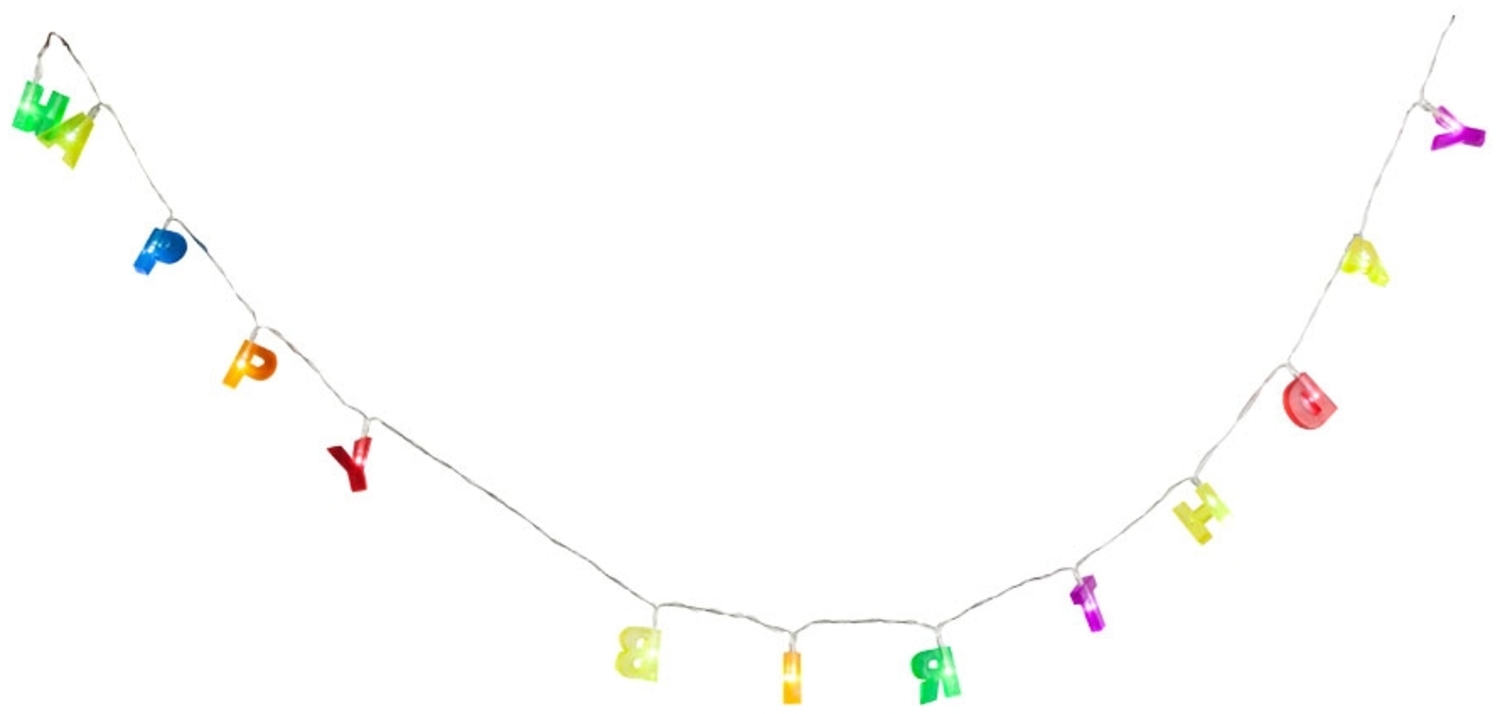 LED Lichterkette, bunt, Happy Birthday, Hängelampe, L 124 cm Bild 1