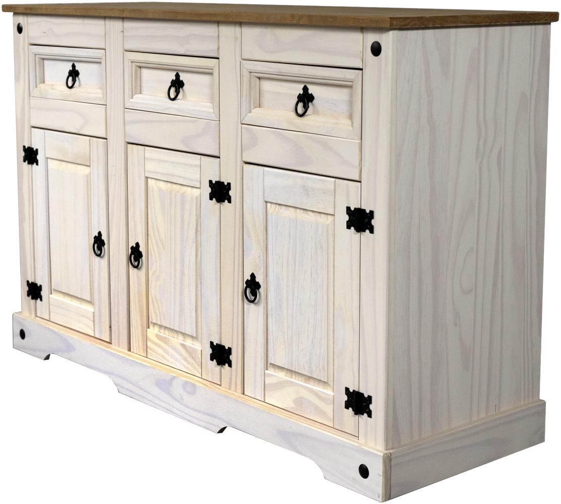 Loreno® Sideboard Mexico, massives Pinienholz, mit Türen und Schubladen, im Landhaus-Stil Bild 1