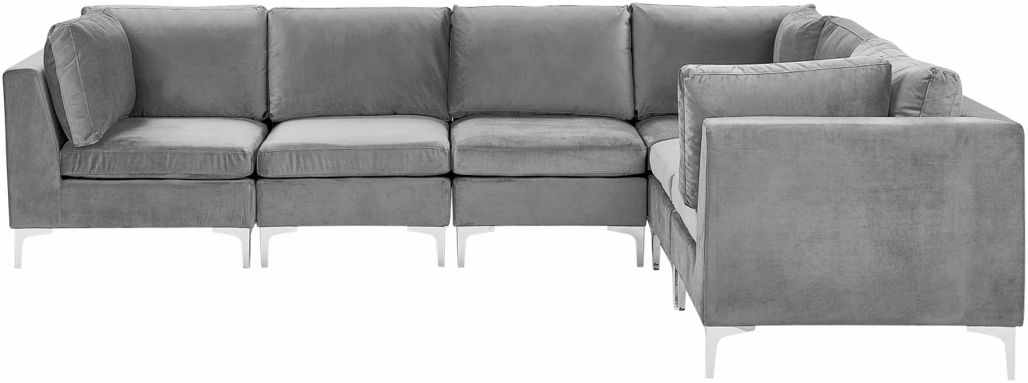 Ecksofa Samtstoff grau linksseitig 6-Sitzer EVJA Bild 1