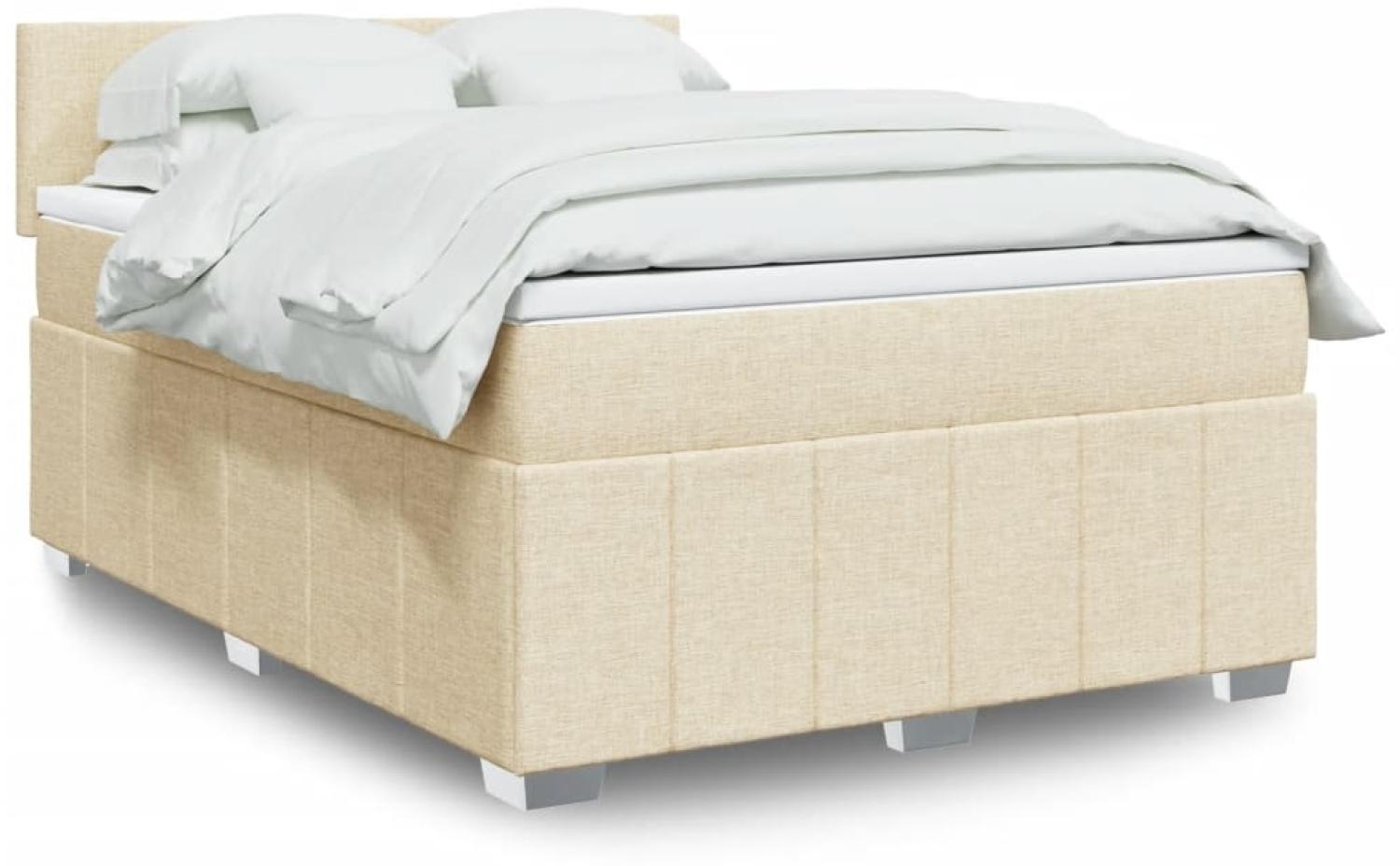 vidaXL Boxspringbett mit Matratze Creme 140x190 cm Stoff 3287061 Bild 1