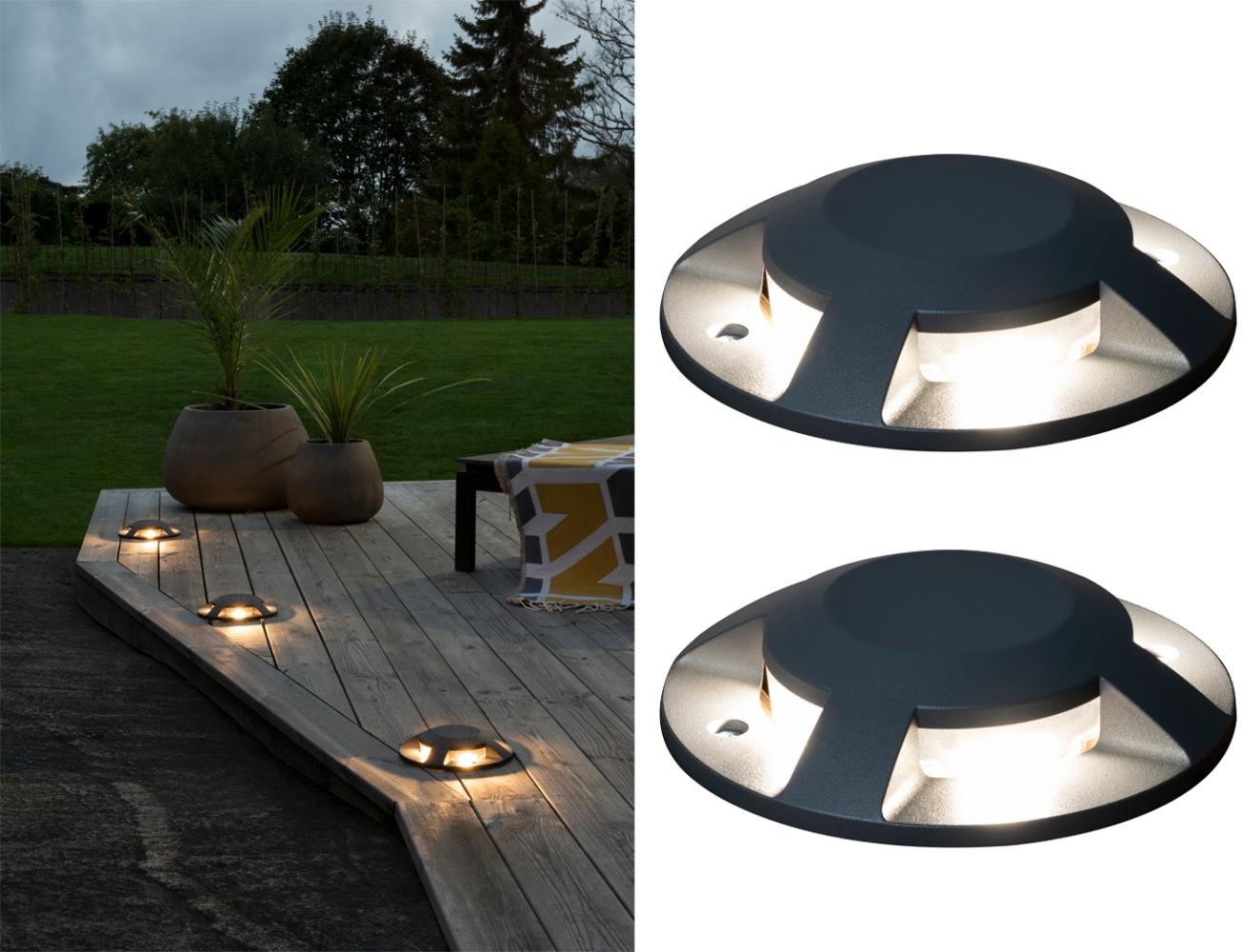 Terrassen- Bodenaufbaustrahler mit 4 LEDs ALU anthrazit Ø20cm, IP65 Bild 1