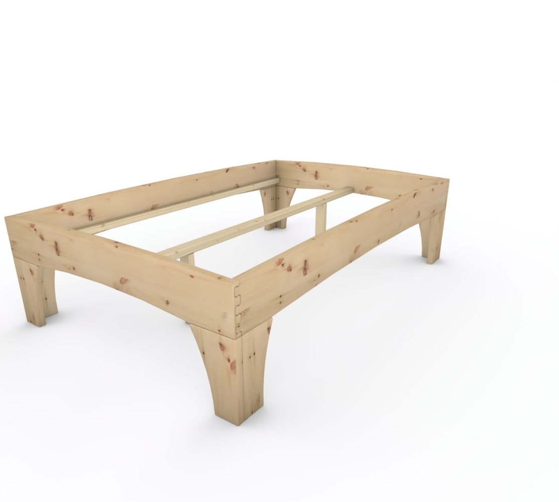Zirbenbett Massivholzbett "Rosi" metallfrei 140 x 220 cm 58 cm ohne Kopfteil Bild 1