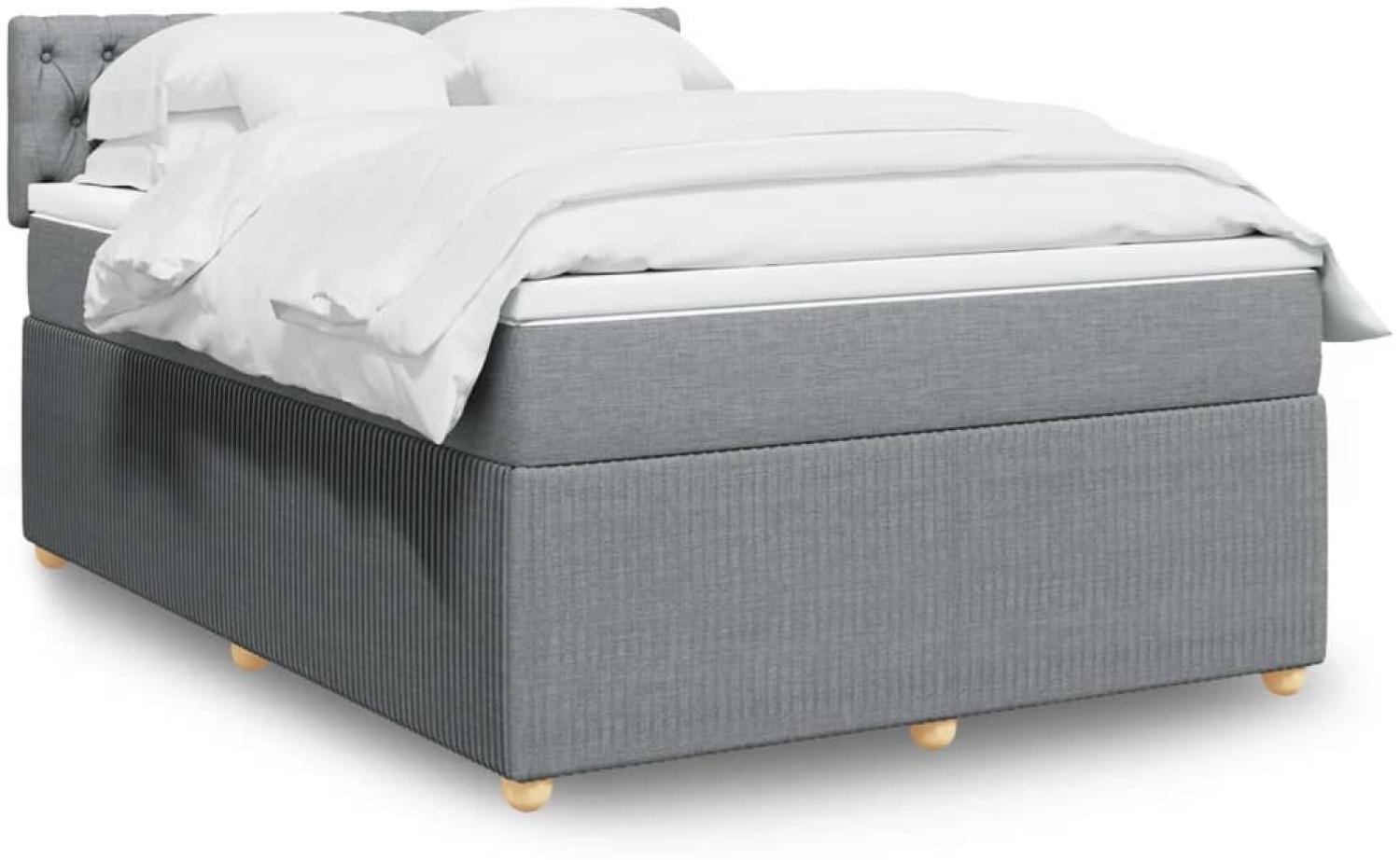 vidaXL Boxspringbett mit Matratze Hellgrau 140x190 cm Stoff 3289758 Bild 1