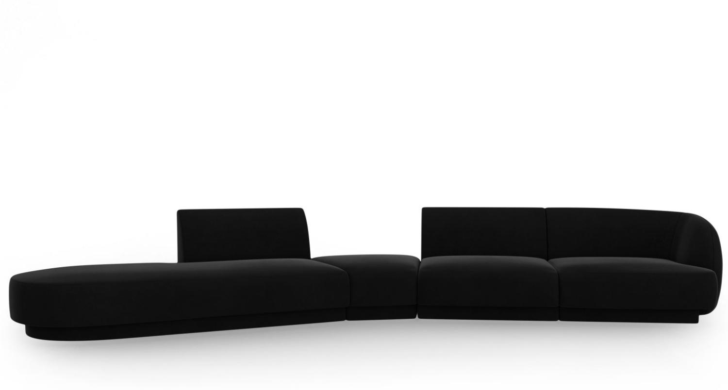 Micadoni Modulares Sofa Miley 5-Sitzer Links Samtstoff Schwarz Bild 1