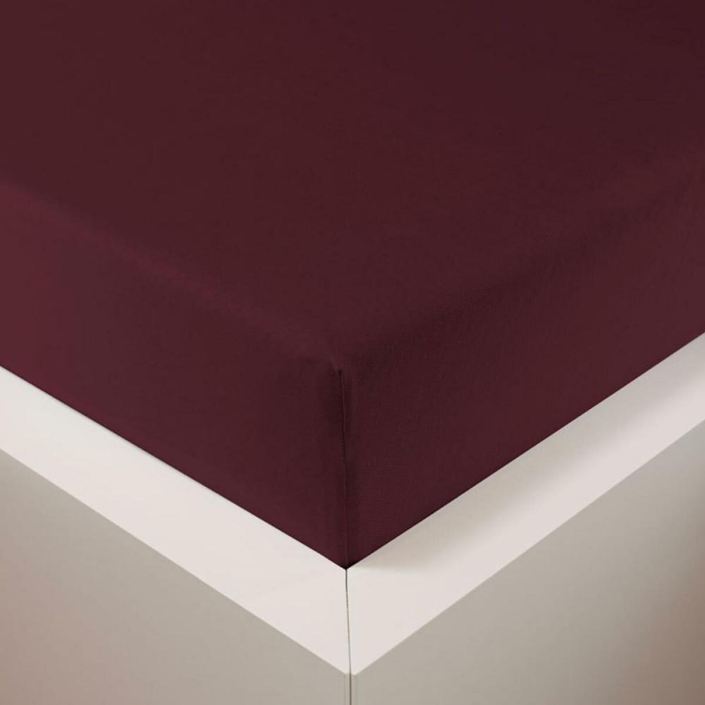 Traumschlaf Jersey Spannbettlaken Samtweich mit Tencel? Lyocell|140x200 - 160x220 cm| bordeaux Bild 1