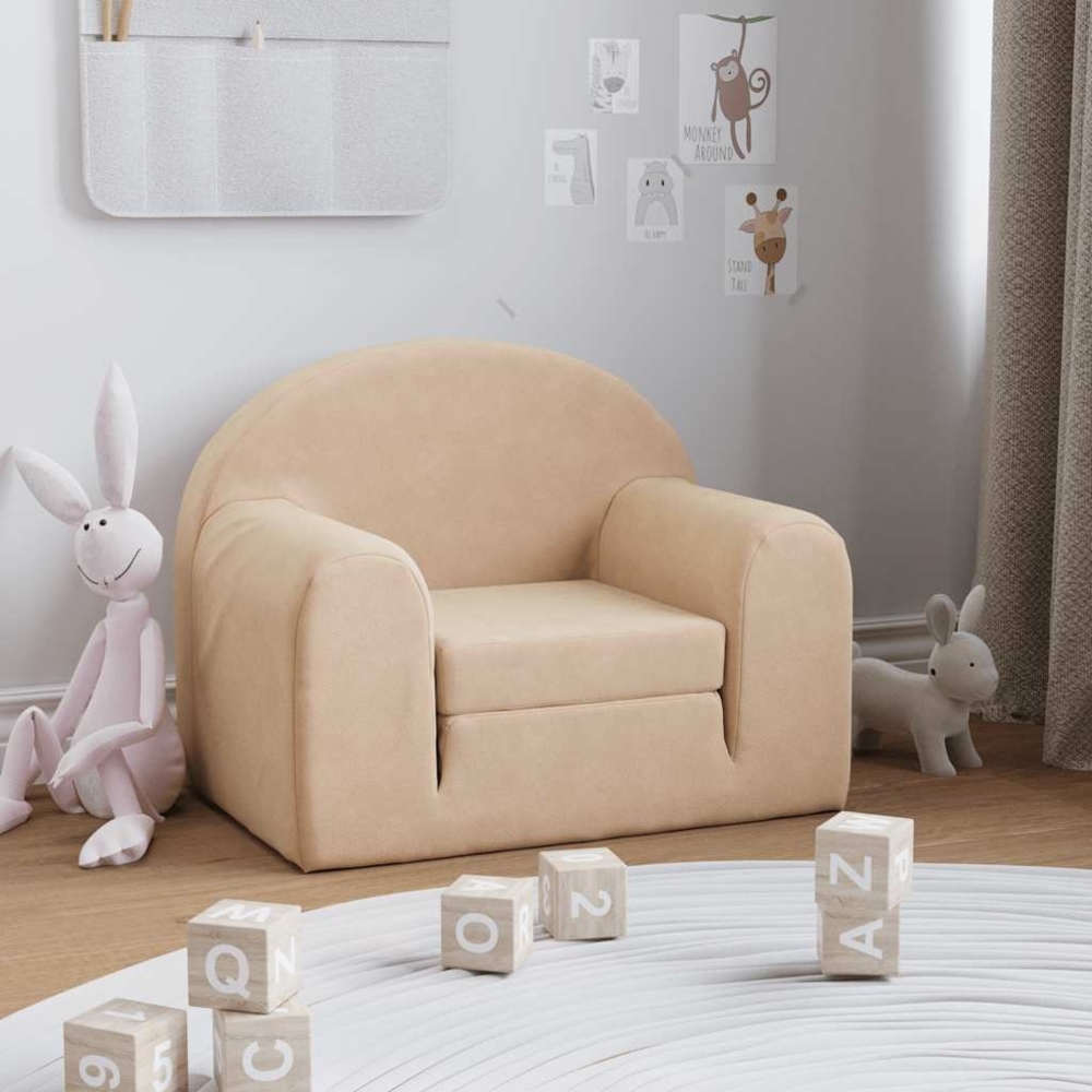 vidaXL Schlafsofa für Kinder Creme Weicher Plüsch 357019 Bild 1