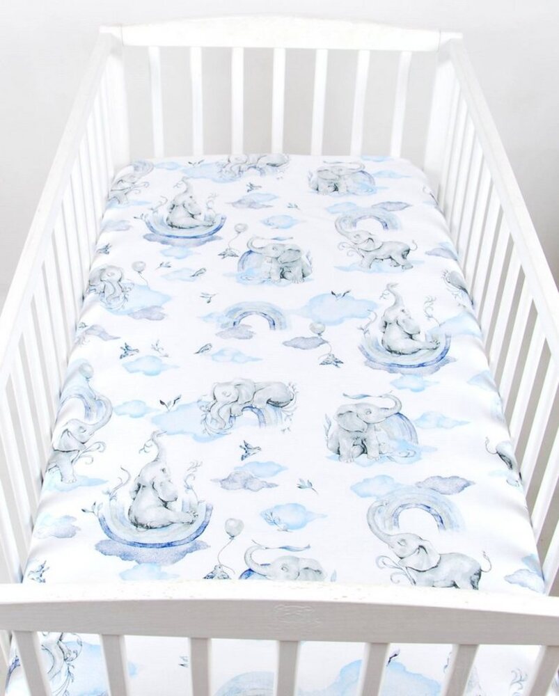 BabyLux Spannbettlaken SPANNBETTLAKEN 70x140 Spannbetttuch Baumwolle Kinder Baby Babybett, 126. Elefanten Blau Bild 1