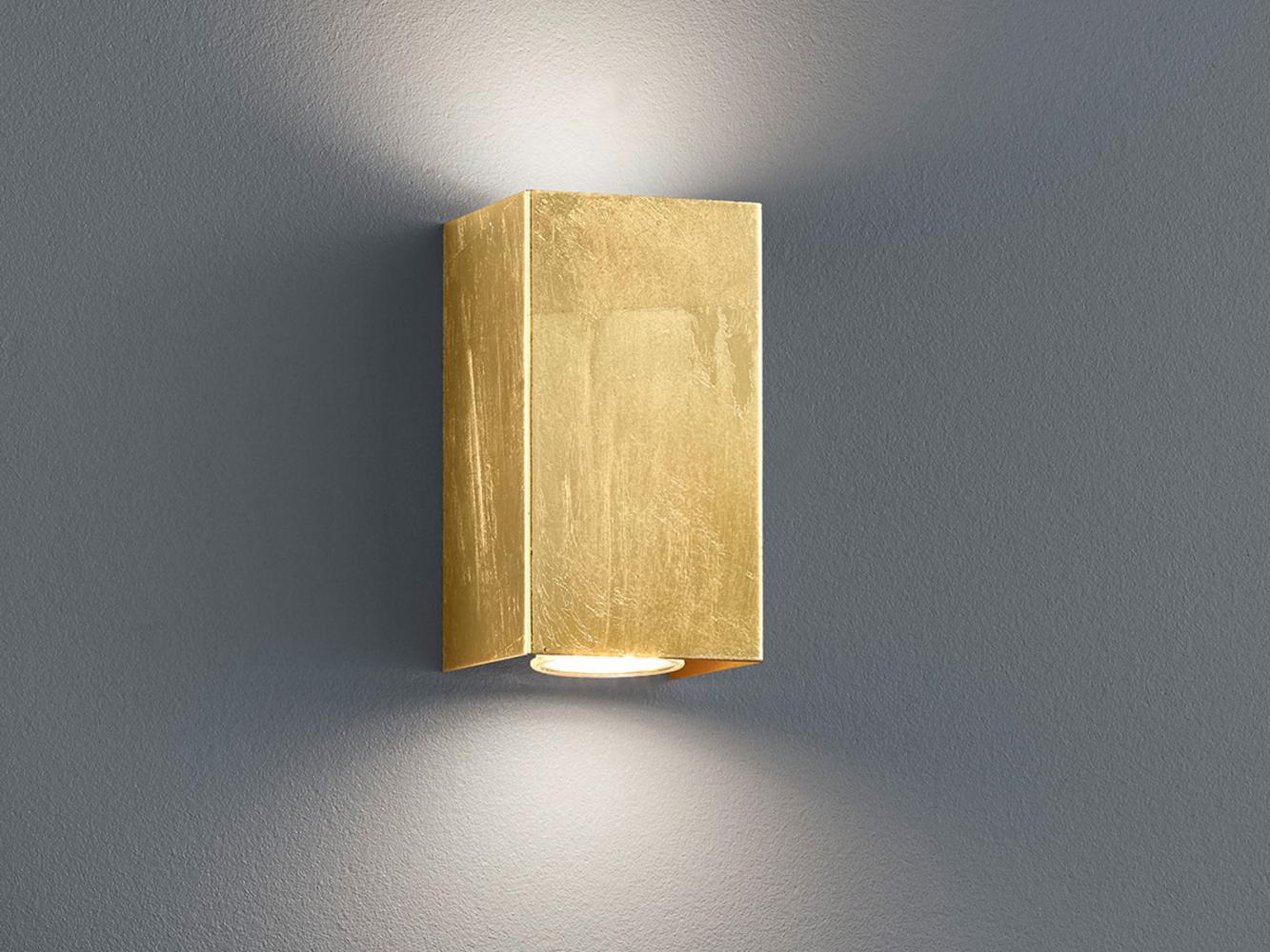 meineWunschleuchte LED Wandleuchte, LED wechselbar, Warmweiß, kleine indirekte Beleuchtung für Treppenhaus & Galerie Gold-en H: 15cm Bild 1