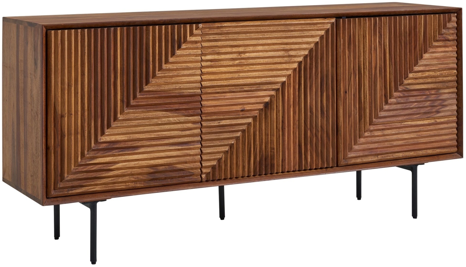 Sideboard 148x72x40 cm Sheesham Massivholz / Metall Anrichte, Kommode mit dre... Bild 1