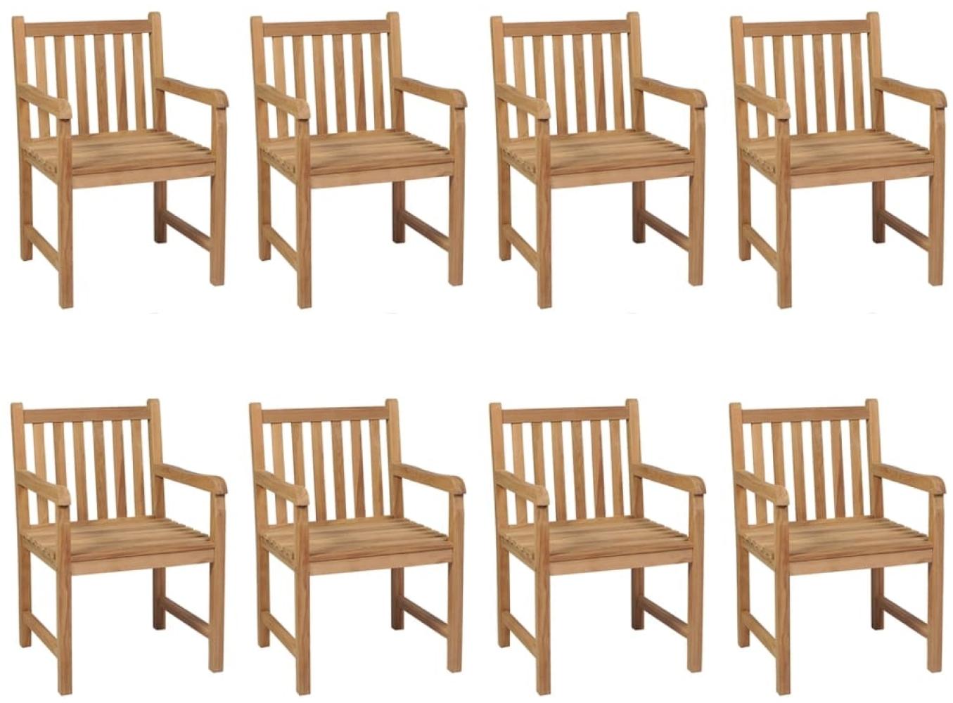 vidaXL Gartenstühle 8 Stk. mit Weinroten Kissen Massivholz Teak 3073082 Bild 1