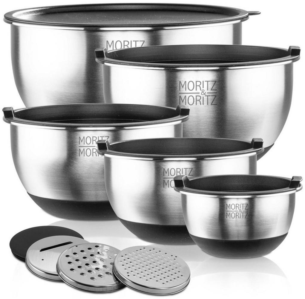 Moritz & Moritz Schüssel Edelstahl Rührschüssel Set, Edelstahl, (Set, 5-tlg), Premium Edelstahl, Rostfrei Bild 1