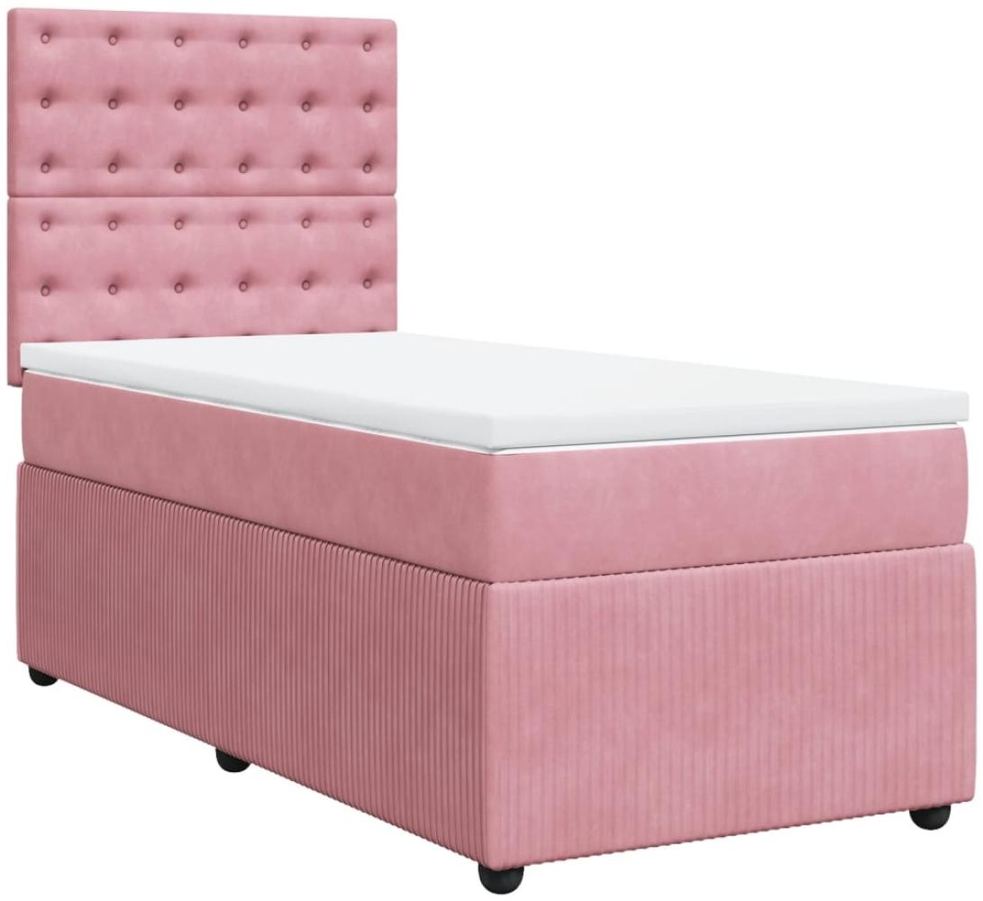 vidaXL Boxspringbett mit Matratze Rosa 90x200 cm Samt 3292255 Bild 1