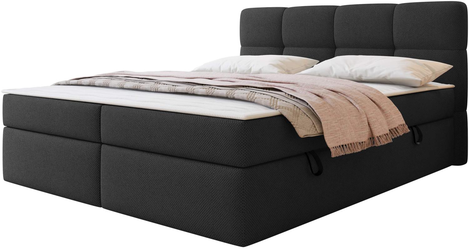 Mirjan24 Boxspringbett mit H3-Matratze und Topper Fogy , schwarz, 180 x 200 cm Bild 1