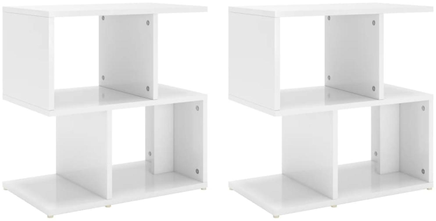 vidaXL Nachttische 2 Stk. Hochglanz-Weiß 50x30x51,5 cm Holzwerkstoff 806377 Bild 1