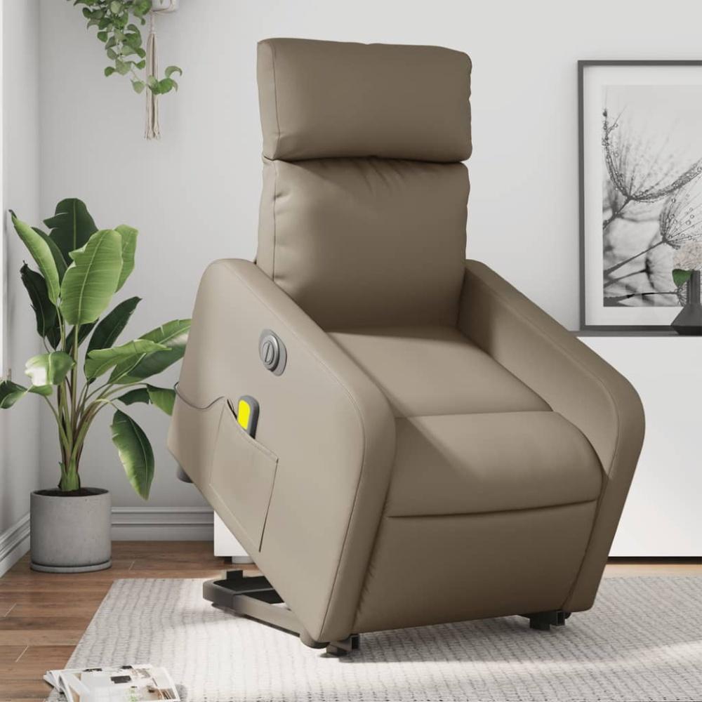 vidaXL Massagesessel mit Aufstehhilfe Elektrisch Cappuccino Kunstleder 3206776 Bild 1