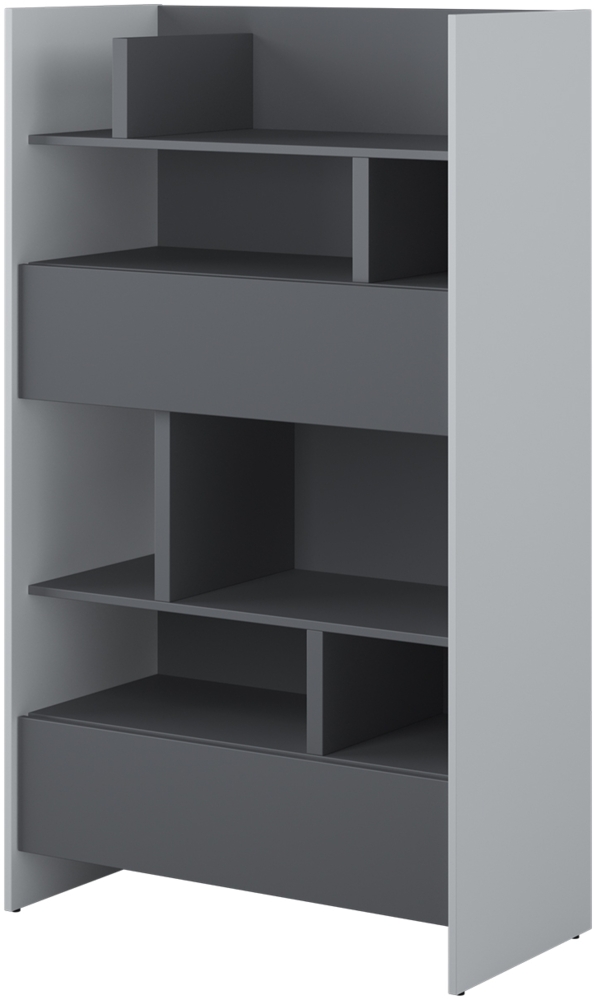 MEBLINI Wohnzimmerschrank für Schrankbett Bed Concept - Hochschrank mit Regalen, Fächern und Schubladen - BC-27 - Grau/Graphit Bild 1