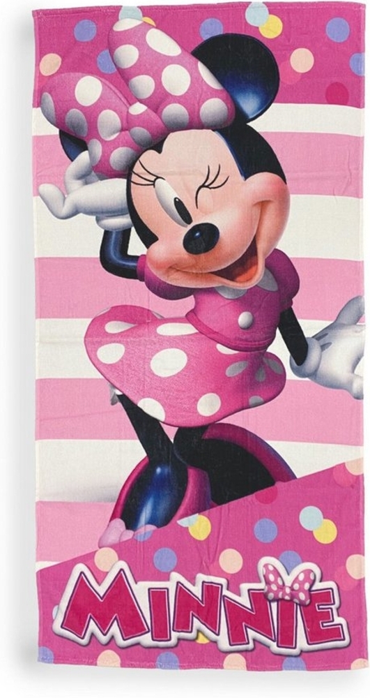 Minnie Maus Strandtuch für Kinder aus Baumwolle, 70cm x 140cm Rosa Bild 1