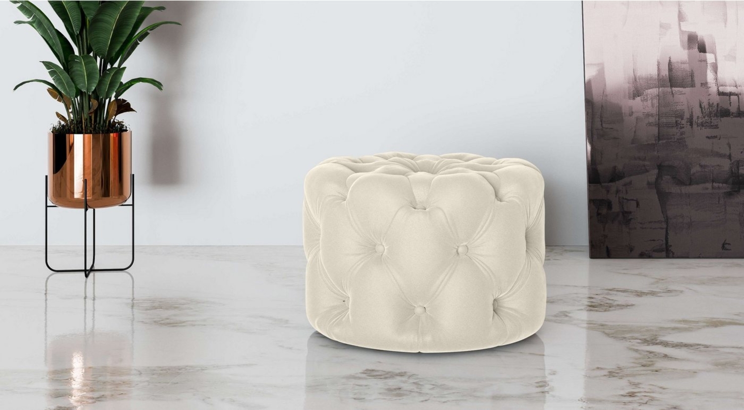 Places of Style Hocker FOLLINA, Polsterhocker mit klassischer Chesterfield-Knopfheftung Bild 1