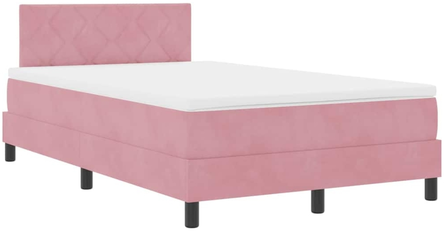 vidaXL LED Boxspringbett mit Matratze Rosa 120 x 190 cm Samt 3342709 Bild 1