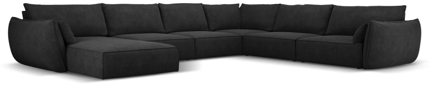 Micadoni 8-Sitzer Panorama Ecke rechts Sofa Kaelle | Bezug Black | Beinfarbe Black Plastic Bild 1