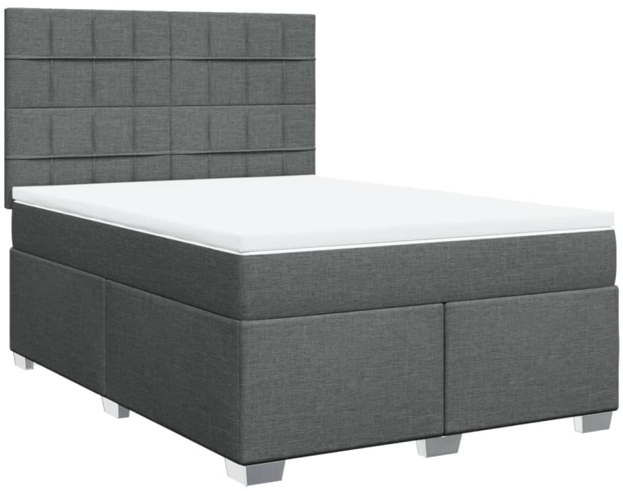 vidaXL Boxspringbett mit Matratze Dunkelgrau 140x200 cm Stoff 3290512 Bild 1