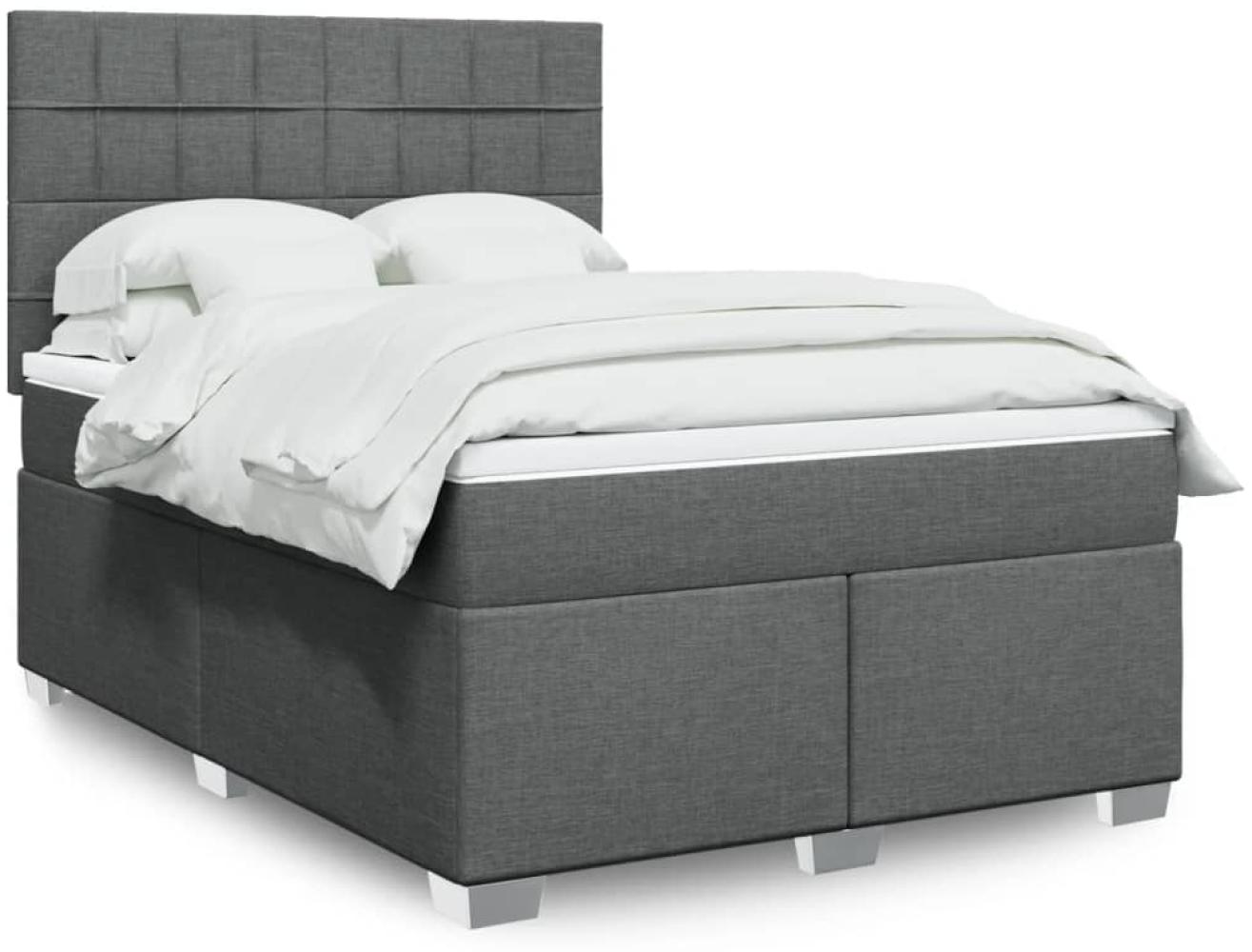 vidaXL Boxspringbett mit Matratze Dunkelgrau 140x200 cm Stoff 3290512 Bild 1